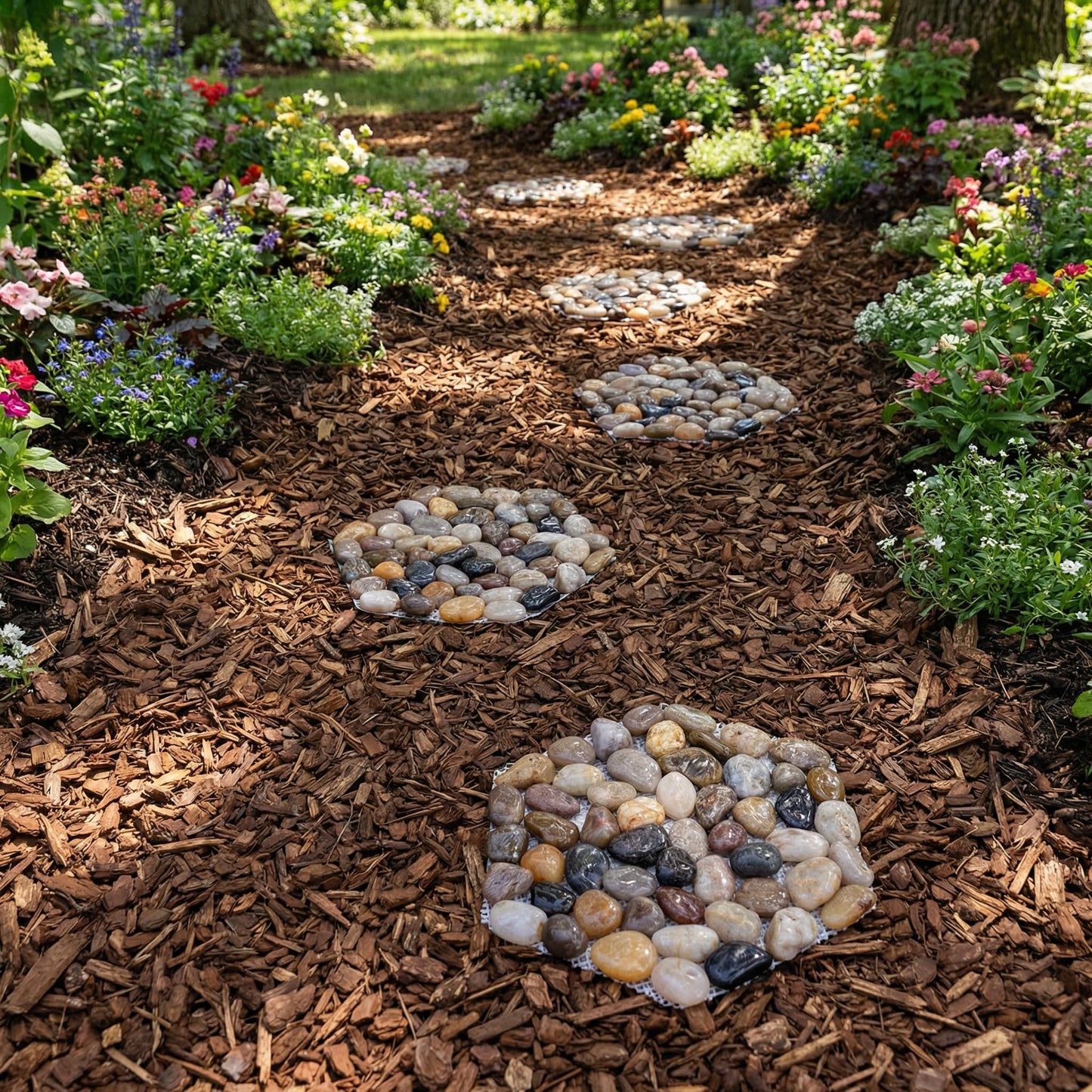 Qualdout River Rocks Stepping Stones Pavers Outdoor for Garden Walkway, Pebbles Polished Gravel for Yard Lawn Patio Pathway Landscaping, Set of 6 (Hexagon)