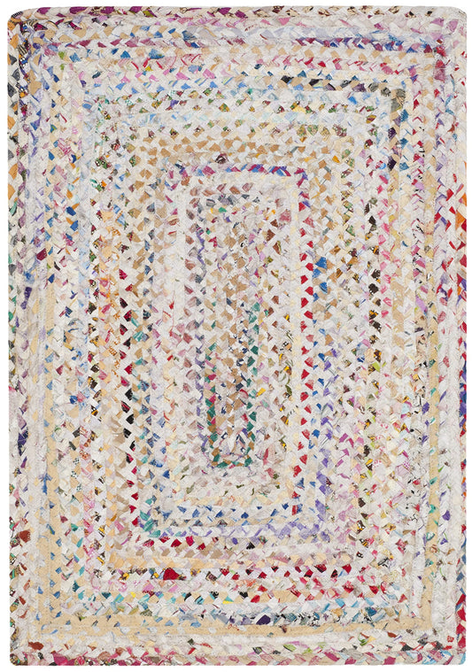 SAFAVIEH Braided Collection Accent Rug - 2' 3" x 5', Ivory & Multi, Handmade Boho Reversible Cotton Ideal for Living Room, Bedroom, Kitchen (BRD210B)