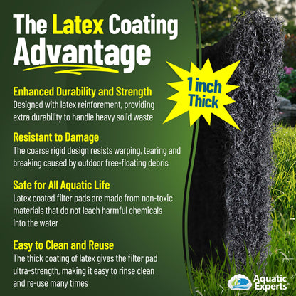 Aquatic Experts Classic Koi Pond Filter Pad COARSE – Black Bulk Roll Pond Filter Media, Rigid Ultra-Durable Latex Coated Fish Pond Filter Material US, (18" x 36")