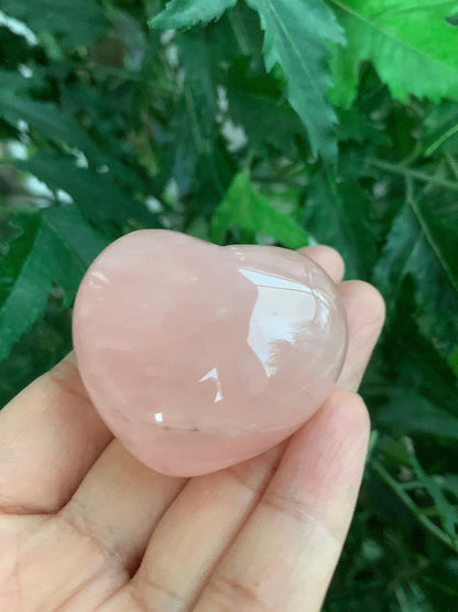 GAF TREASURES Rose Quartz Gemstone Hearts, Polished Rose Quartz Puffy Hearts, Rose Quartz Crystal Palm Stone, Rose Quartz Healing Crystal Hearts (1 Heart)