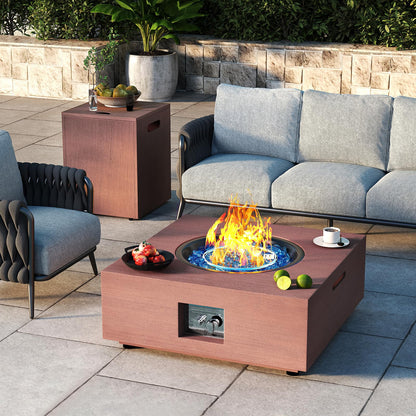 Jocoevol 2-Piece Propane Fire Pit Table 28 Inch Outdoor Gas Fire Pit 40,000 BTU with Tank Table Glass Rocks for Outside Patio Outdoor Backyard Deck Balcony, CSA Certified