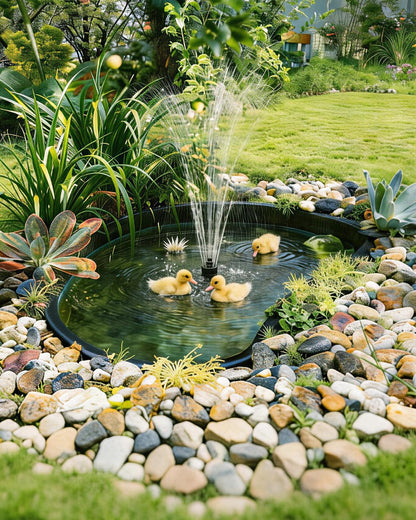 POPOSOAP Preformed Pond Liner, 33 Gallon Rigid Pond Liner with Integrated Plant Shelves, Heavy Duty U-V Resistant Plastic Preformed Pond for Backyard, Patio, Fountain,Water Lily and Koi Pond-P797