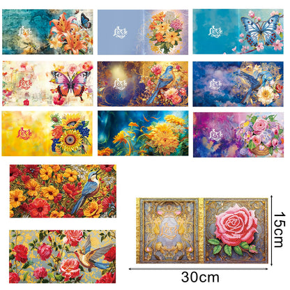 pigpigboss 12 Packs Flower Butterfly Diamond Painting Greeting Card Kit, Bird Diamond Art Birthday Cards with Envelope, Diamond Dots Thank You Card for Beginner Adult Birthday Holiday Blessing