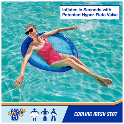 SwimWays Spring Float Premium Papasan Pool Lounger, Inflatable Pool Floats Adult with Fast Inflation for Ages 15 & Up