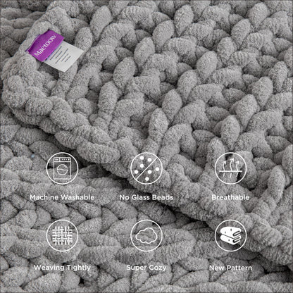 Maetoow Handmade 20 lb Soft Knitted Weighted Blanket, 60 x 80 in Breathable Chunky Knit Gravity Blanket Throw, Home Decor for Sofa Couch Bed, Light Grey
