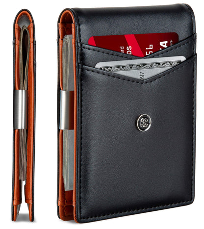 Suavell Slim Wallets for Men. Minimalist Bifold Wallet With Money Clip & ID Window. RFID Blocking Credit Card Holder Front Pocket Wallet, Gifts For Men - Husband Father On Birthday Anniversary.