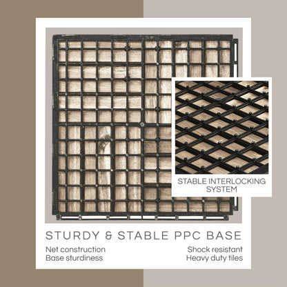 THYOI Premium Deck Tiles, Patio Flooring - Outdoor Waterproof Acacia Wood Tiles for All Weather Use - Balcony, Backyard, Indoor & Outdoor (Square Ft) (10, White, 12S)