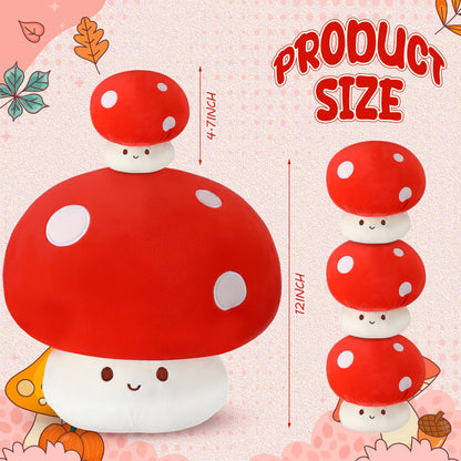 Fanfanwin 5 Pcs Mushroom Plush Pillow, 12 Inch 1 Large Mushroom Plush Pillow with 4 Small Stuffed Animals Hugging Room Decor Gift for Valentine
