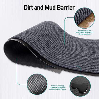 MaxMat® Extra Large Commercial Floor Mat, 3 x 5 Feet Rubber Border Heavy Duty Made in USA Commercial Door Mat, Waterproof, Low-Profile, Easy to Clean, Rubber Entry Mudroom Rug (Charcoal Grey)