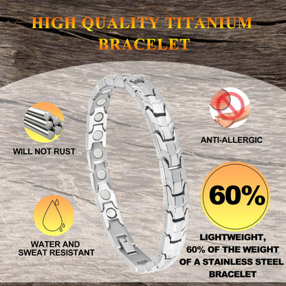 KYOSI Titanium Magnetic Bracelets for Women - Magnetic Therapy Bracelet - 3500 Gauss Magnet Jewelry - Womens Link Bracelet 7.28 inches