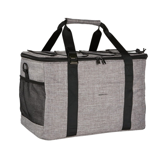 Amazon Basics Soft Insulated Leak-Proof Cooler Bag, Reusable, Portable, Keeps Cold, 50 Can Capacity, Gray