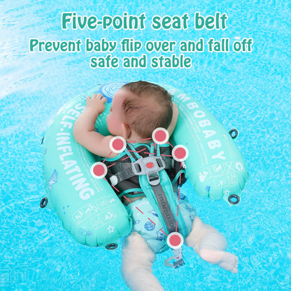 HECCEI Mambobaby Baby Pool Floats Hammock with Canopy - Portable Swimming Floating Toys Self-Inflating Water Hammock Pool Raft Floatie Lounger for Baby Summer Lake Beach UPF50+, Green