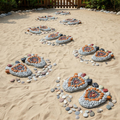 Garden Stepping Stones - Decorative Garden Stones for Patio, Deck, Garden or Sidewalk Faux Cobblestone Stepping Stones (Set of 2#A Small Size