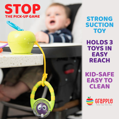 Grapple, the Baby Suction Cup Toy Holder for High Chair, Stroller and Teething Toys for Babies 6-12 Months. One of Your Baby Must Haves!