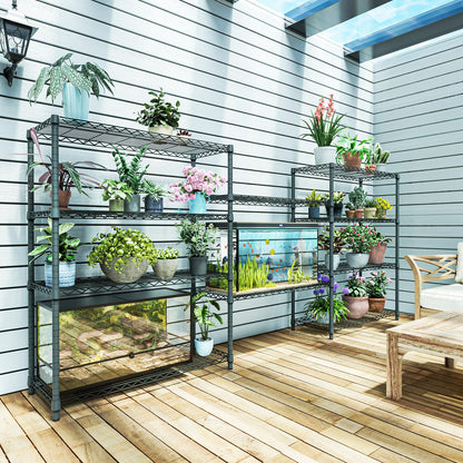 IZEUK Outdoor Metal Storage Shelving Unit, 4-Tier Heavy Duty Wire Rack Organizer with Rust-Resistant and Corrosion-Proof Coating (Grey, 17.7" D x 47.24" W x 59" H)
