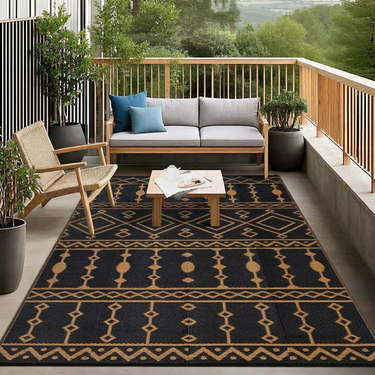 Jojoka Outdoor Waterproof Plastic Straw Rug, Large Reversible Portable Floor Mat, Outside Carpet for Patio, Balcony, Deck, Porch, Backyard, RV Travel & Camping