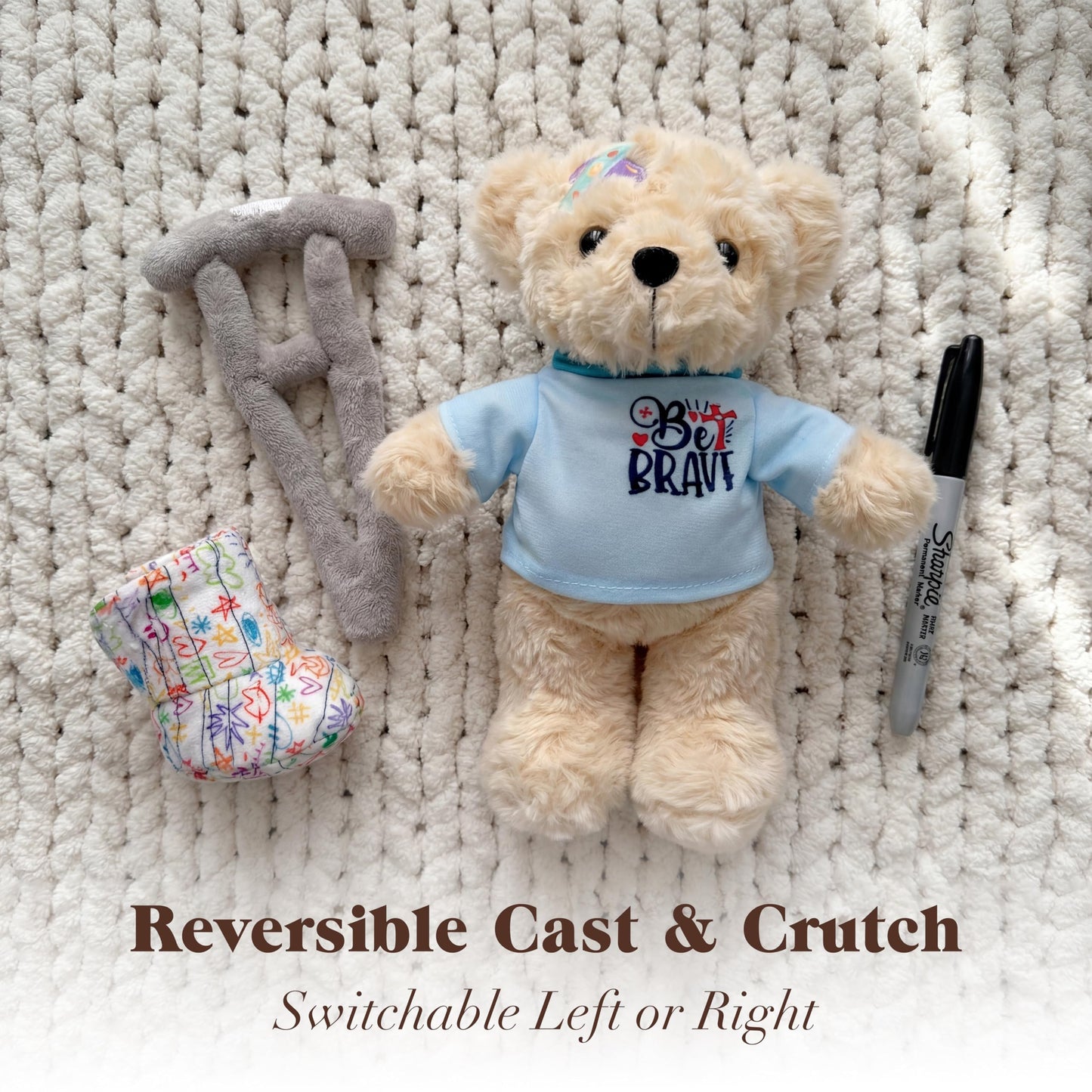 SHSEEN 10" Broken Leg Bear with Adjustable Cast & Plush Crutch - Get Well Stuffed Animal for Kids. Knee Surgery Recovery Gifts for Teen - Teddy Bear with Broken Leg