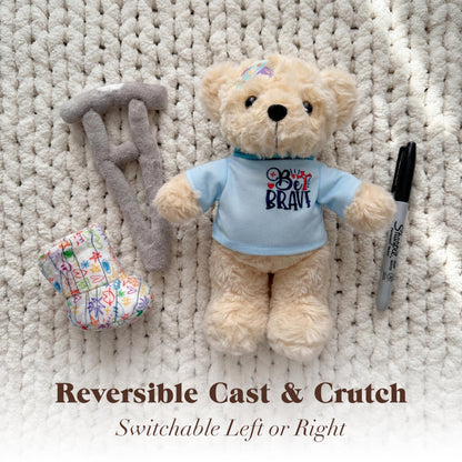 SHSEEN 10" Broken Leg Bear with Adjustable Cast & Plush Crutch - Get Well Stuffed Animal for Kids. Knee Surgery Recovery Gifts for Teen - Teddy Bear with Broken Leg
