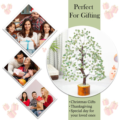 Crocon® Green Jade Crystals and Healing Stones Tree, Birthday Gifts for Women, Sister Birthday Gifts, Crystal Tree of Life for Positive Energy, Home Office Decor, Spiritual Gift for Women & Men
