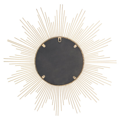 Stonebriar Round 23" Antique Gold Metal Starburst Hanging Wall Mirror with Attached Mounting Bracket, Decorative Decor for the Living Room, Bedroom, Bathroom, Hallway, and Entryway