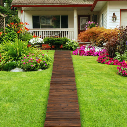 Spurgehom 8FT Wooden Garden Pathway Straight Outdoor Walkway Roll Out Cedar Wood Patio Flooring Path Decorative Lawn Patio Pavers Boardwalk Beach Wedding Party (Brown)