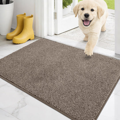 PURRUGS Dirt Trapping Door Mat 20" x 31.5", Non-Slip Machine Washable Entry Rug, Entrance Mat, Indoor Front Door Mat, Super Absorbent Entryway Rug for Muddy Shoes & Paws, Heathered Beige