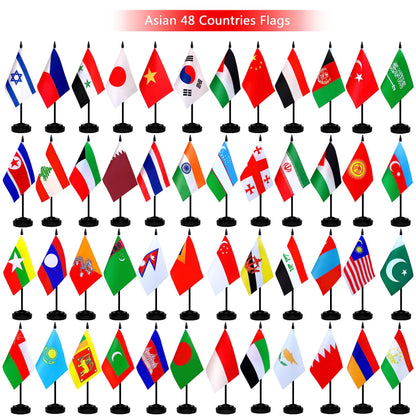 TSMD 202 Countries International World Desk Flags Set Small Mini Office Table Stick Flag with Stand Base,All Countries Flags,5x8 Inch