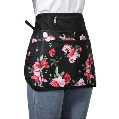 Bafelia Garden Apron for Women with 6 Pocket,Half Florist Apron (Peony)