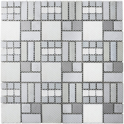Blujellyfish Metallic Glass Mosaic Tiles Silver Gray 100% Glass Tile Water Resistant for Kitchen Backsplash Bathroom Shower Accent Wall Decor TSTGT151 (5 Square Feet)