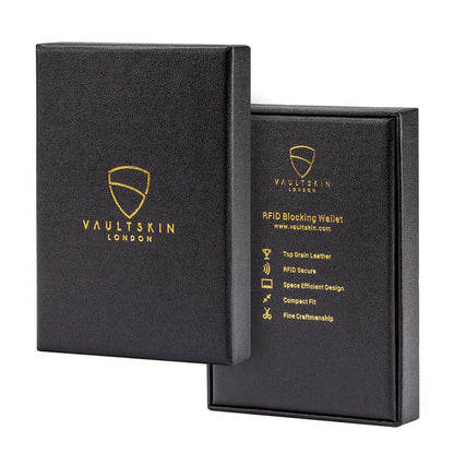 Vaultskin CHELSEA Mens RFID Blocking Slim Leather Card Wallet - Minimalist Front Pocket Cardholder in Brown