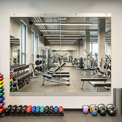 Novlux Home Gym Mirror, 48" x 24" - 2PCS, Large Full Length Mirror Wall Mounted for Yoga, Frameless Tempered Glass Wall Mirrors for Home Gym, Dance Studio, Living Room, Bathroom