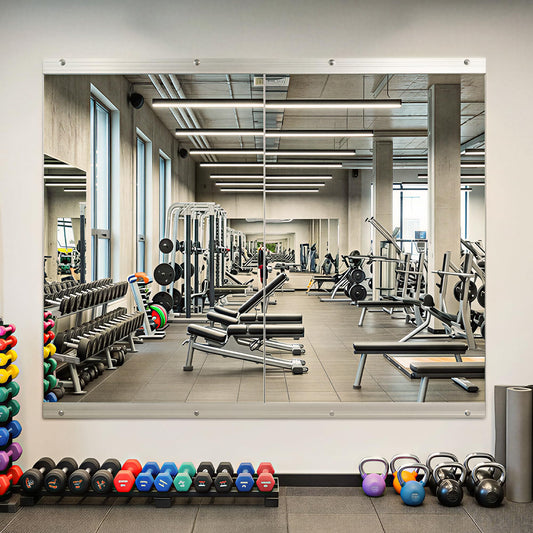 Novlux Home Gym Mirror, 48" x 24" - 2PCS, Large Full Length Mirror Wall Mounted for Yoga, Frameless Tempered Glass Wall Mirrors for Home Gym, Dance Studio, Living Room, Bathroom