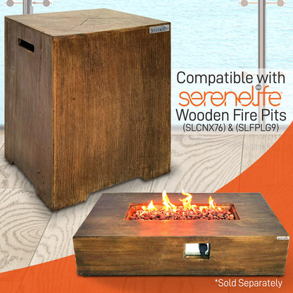 Outdoor Propane Gas Tank Holder - Wood-grain Propane Tank Holder - Holds 20 Lbs. Clean Burning Propane Gas Tank - Works with SLCNX76 and SLFPLG9 Outdoor Propane Fire Pit Table - SereneLife SLGASCV