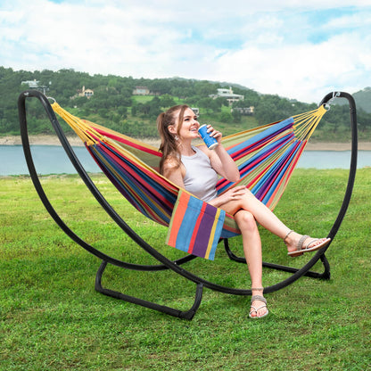 SUNCREAT Portable Space Saving Hammock with Stand, Two Person Hammock with Stand Included, Patent Pending, Rainbow