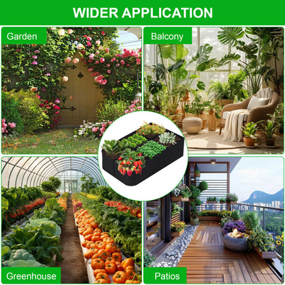 KONGDY 6 Grids Plant Grow Bags, 4x2x1ft. 57 Gallon Potato Tomato Planter Durable Fabric Garden Grow Bags for Outdoor Garden Flowers Vegetables 2 Packs