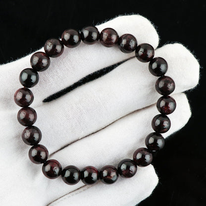 CRYSTALIS Red Garnet Bracelet for Boosting Love Drive-Confidence and Relationship - 8mm Beaded Bracelet for Women Men Unisex - Elastic Adjustable Size