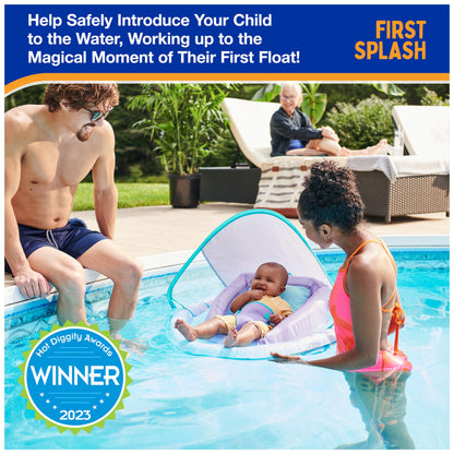 SwimWays Infant Spring Float, Baby Pool Float with Canopy, Swimming Pool Accessories for Kids 3-9 Months, Mermaid