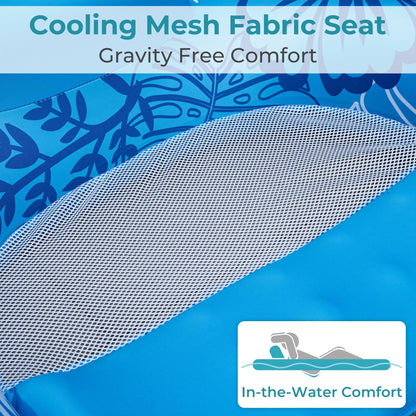 Inflatable Fabric Covered Pool Float Adult with UPF50+ Sunshade Canopy & Cup Holders,Large Water Lounger Float Recliner Chair for Pool Party Lake Beach