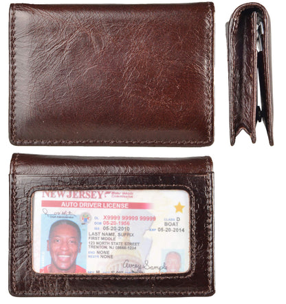 Easyoulife RFID Genuine Leather Bifold ID/Business Credit Card Case Holder for Men Slim Front Pocket Wallet Button(coffee)