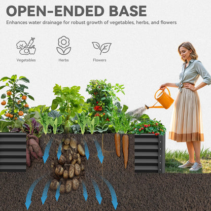 YITAHOME 72x36x18 in 2pcs Galvanized Raised Garden Bed Kit, Large Metal Planter Box with Gloves & Support Rod, Outdoor Flower Bed for Plants Vegetables, Black