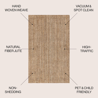 JONATHAN Y Pata Hand Woven Chunky Jute Natural Indoor Area Rug, 5x8, Bohemian, Rustic, Cottage, Easy-Cleaning for Living Room, Bedroom, Kitchen, Non-Shedding (NRF102A-5)