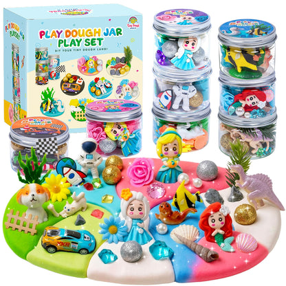 8-Pack Play Dough Jars, Reusable Sensory Play Kit for Kids, Non-Toxic, Educational Creative Playdough,Perfect Party Favors, Goodie Bags,Birthday Gifts for Boys Girls,Ideal for Home Preschool Classroom