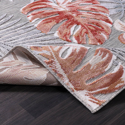 CAMILSON Indoor Outdoor Rug, Multi 7’10”x10’ Leaf Tropical Botanical Area Rugs for Indoor and Outdoor patios, Easy-Cleaning Non-Shedding Living Room, Garden and Kitchen Washable Outside Carpet (8x10)