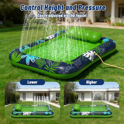 JOSEN Inflatable Tanning Pool Lounger Float with Sprinkler, XXL Large Pool Floats Adult Heavy Duty 83" x 63", Suntan Tub Water Pool Lounge Rafts, River Lake Floaties Water Floats with Cup Holders