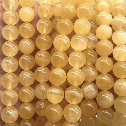 ABCGEMS Moroccan Golden Sunset Selenite Beads AKA Honey Calcite (Gorgeous Color- Mohs Hardness 4) DIY Jewelry Making Beading Supplies - Smooth Round 10mm
