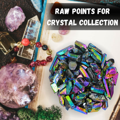 Amazing Gemstone Titanium Aura Quartz Raw Crystals Point and Healing Stones, Natural Rocks for Meditation and DIY Raw Stones and Crystals (1 lb)