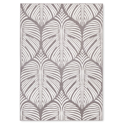 Tommy Bahama Lanai Palm Leaves Indoor Outdoor Area Rug, Leaf Tropical Design, UV Fade Resistant, Dark Grey/Ivory, 3'11"x5'2"