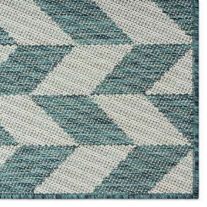 Nicole Miller New York Patio Country Calla Contemporary Herringbone Indoor/Outdoor Area Rug, Green/Cream, 6'6"x9'2"
