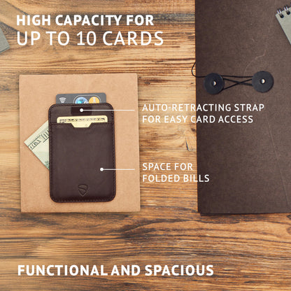 Vaultskin CHELSEA Mens RFID Blocking Slim Leather Card Wallet - Minimalist Front Pocket Cardholder in Brown