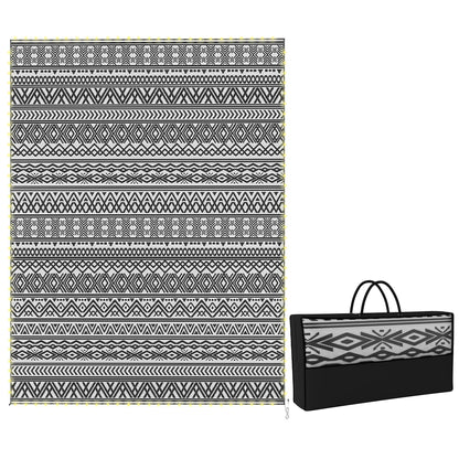 Outsunny Reversible Outdoor Rug Carpet with USB Lights, 12' x 9', Plastic Straw Rug, Patio Mat, Portable RV Camping Mat with Carry Bag